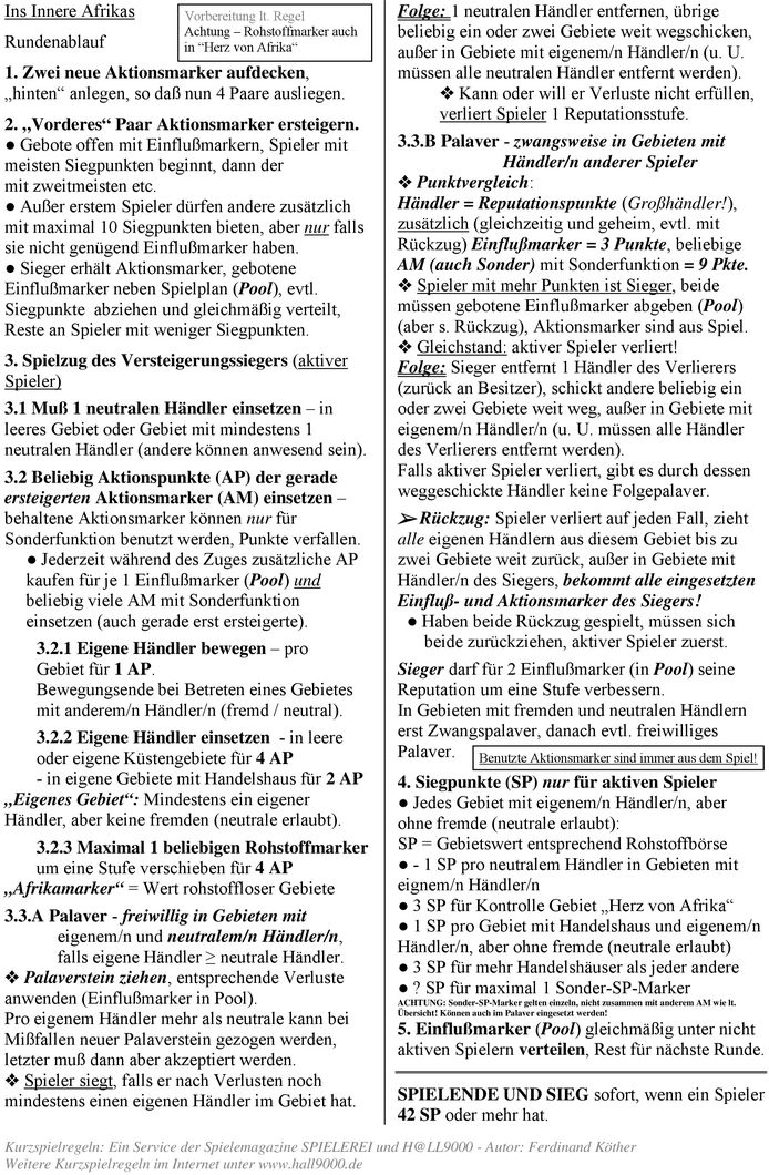 Ins Innere Afrikas - Brettspiel Anleitung