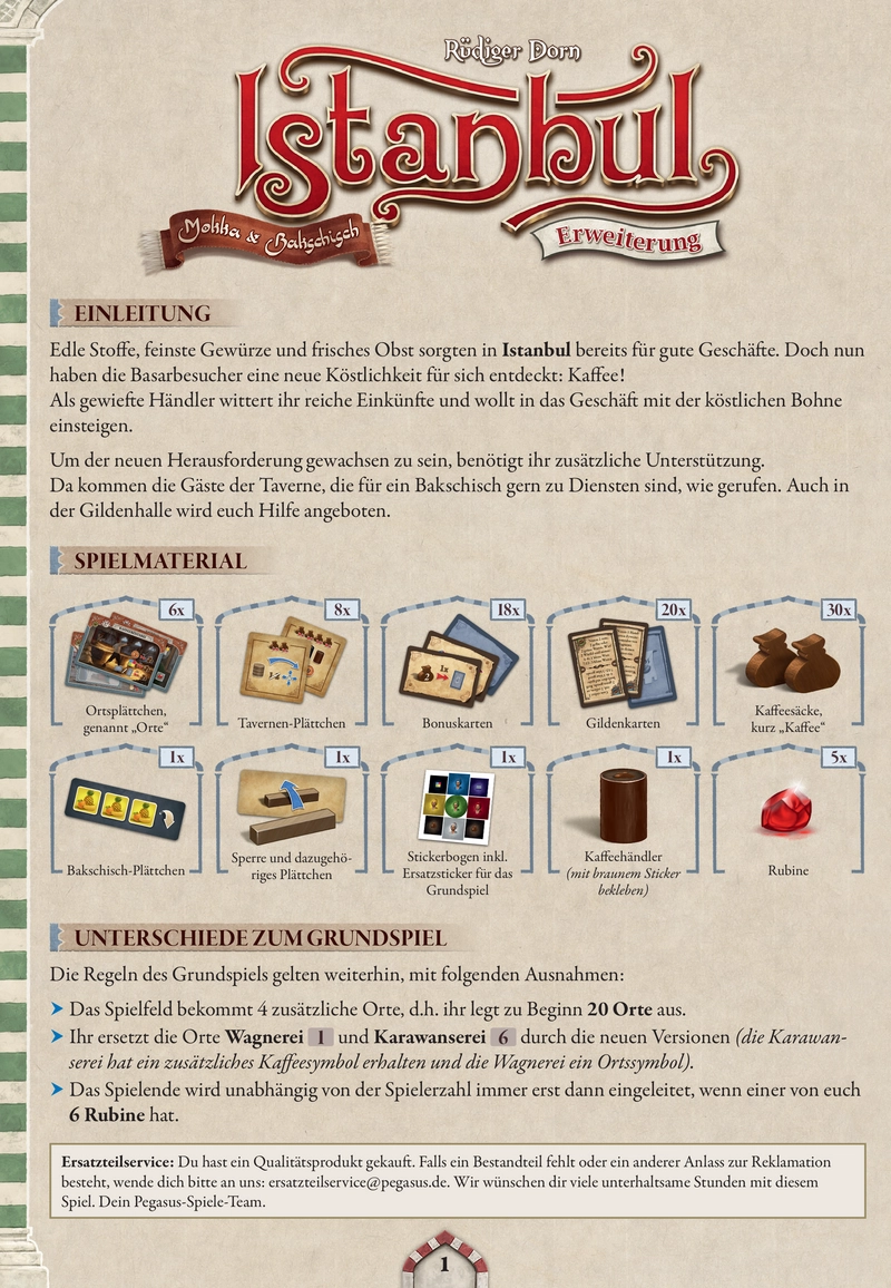 Istanbul: Mocca & Bahschisch - Erweiterung für das Brettspiel