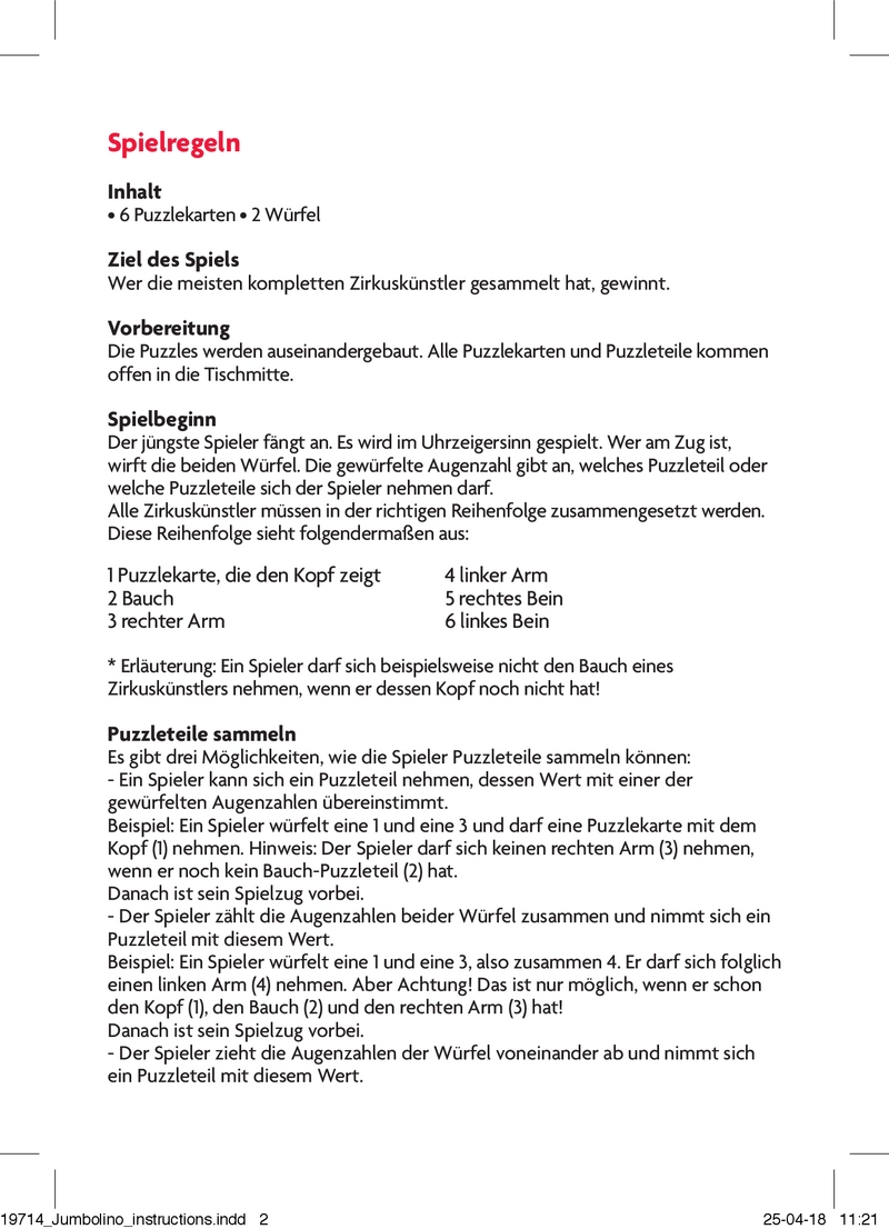 Jumbolino - Das Puzzle-Würfelspiel für ganze Familie