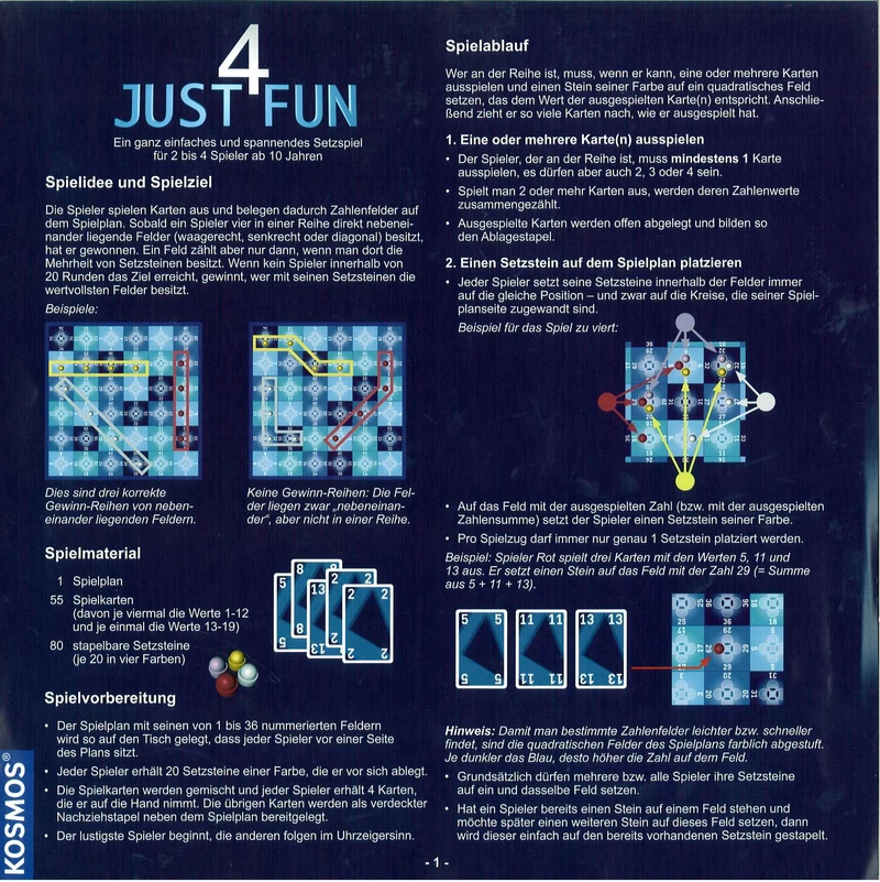 Just 4 Fun - Spannendes Setzspiel für 2 bis 4 Spieler