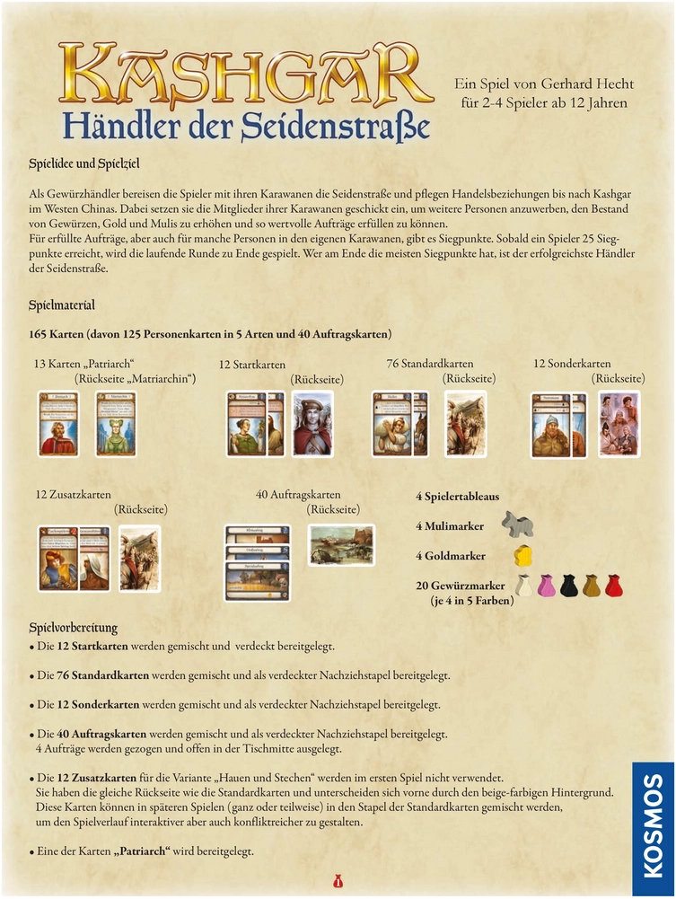 Kashgar - Händler der Seidenstraße Spielanleitung und Regeln