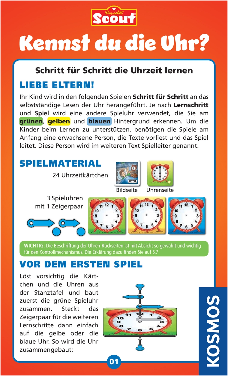 Kennst du die Uhr? - Kinderspiel zum Uhrzeit lernen