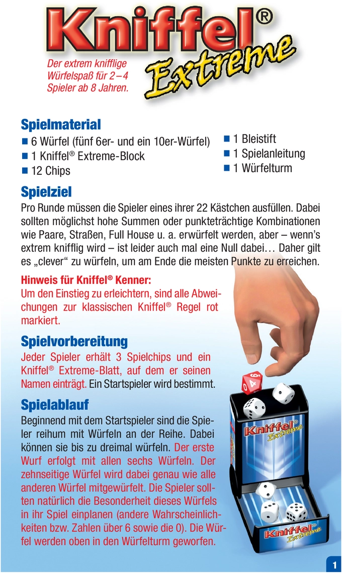 Kniffel Extreme - Würfelspiel für 2 bis 4 Spieler