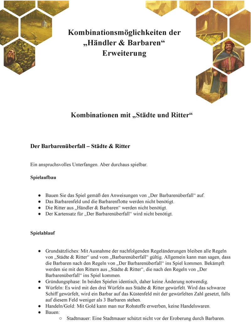 Kombinationsmöglichkeiten der „Händler & Barbaren“ Erweiterung
