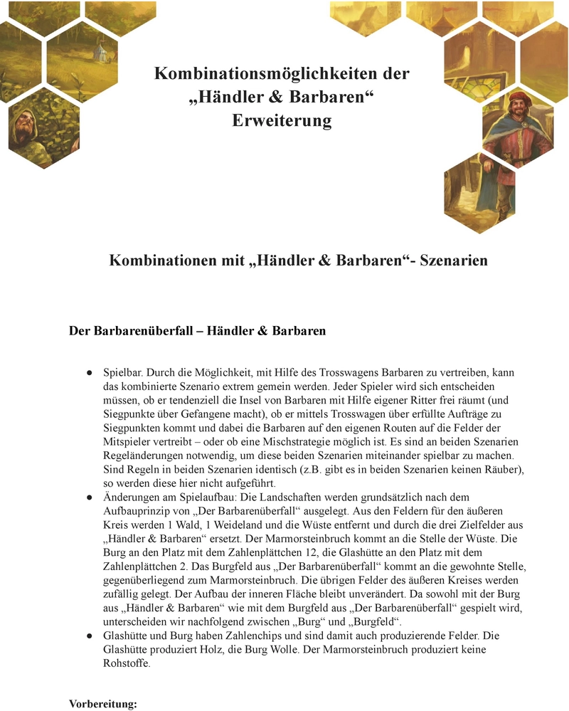 Kombinationsmöglichkeiten der Händler und Barbaren Erweiterung
