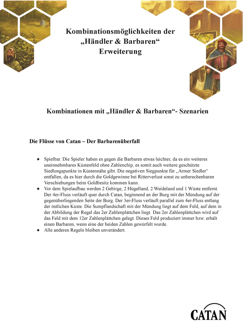 Kombinationsmöglichkeiten der Händler & Barbaren Erweiterung von Catan