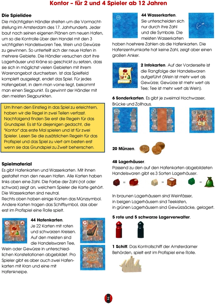 Kontor - Gesellschaftsspiel für 2 bis 4 Spieler
