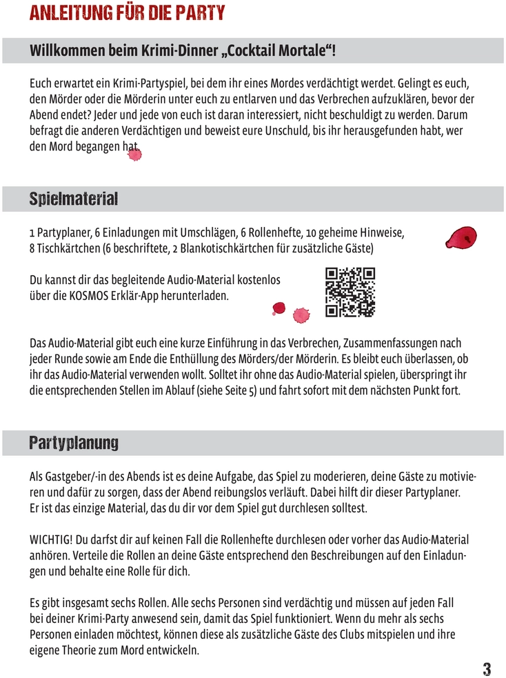 Krimi-Dinner Cocktail Mortale - Anleitung für das Partyspiel