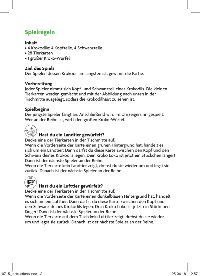 Kroko Loko - Kinderspiel mit Würfeln und Merkfähigkeit