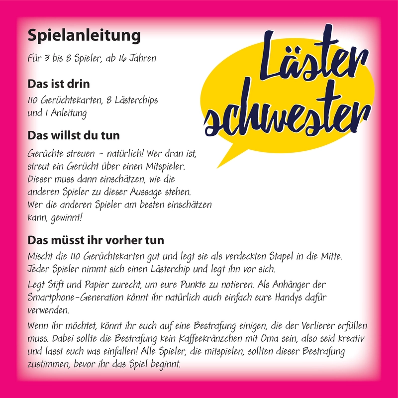 Läster Schwester - Das spannende Partyspiel für gesellige Runden