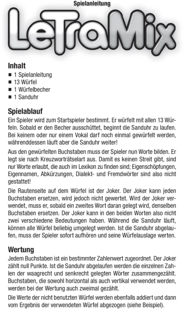 LetraMix - Spannendes Wortspiel mit Würfeln