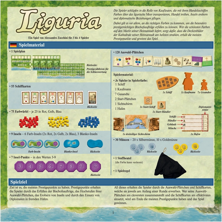 Liguria - Strategisches Brettspiel für 3 bis 4 Spieler