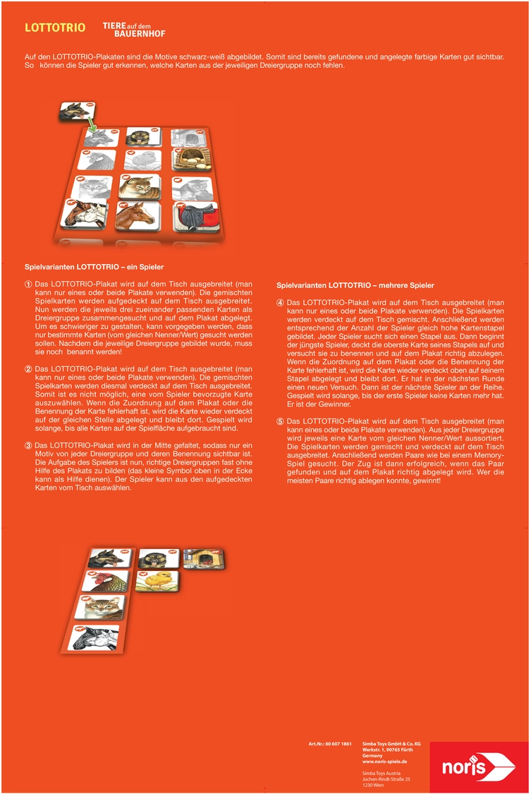 Lottotrio - Tiere auf dem Bauernhof
