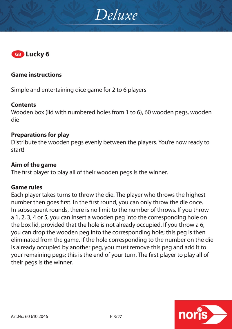 Lucky 6 - Gesellschaftsspiel für 2 bis 6 Spieler:innen mit Würfeln