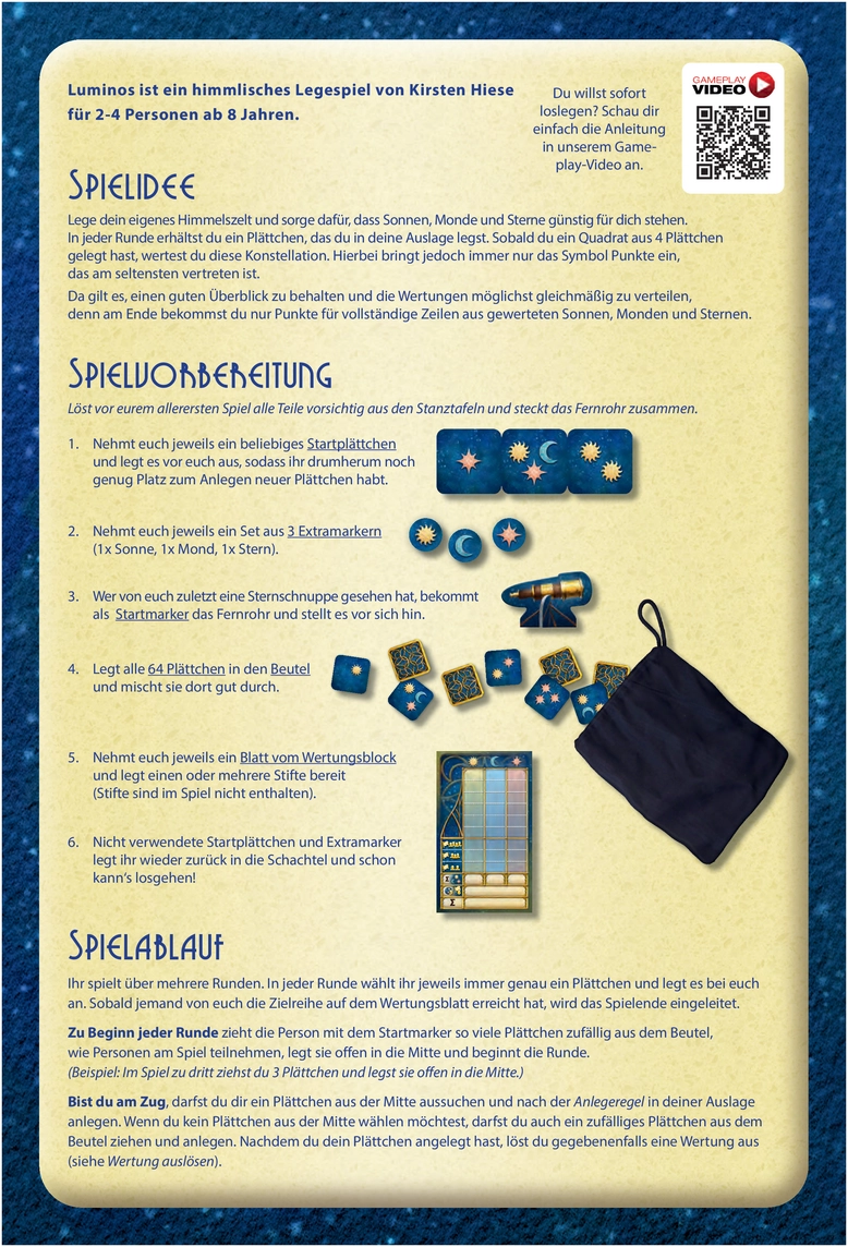 Luminos - Himmlisches Legespiel für 2-4 Spieler