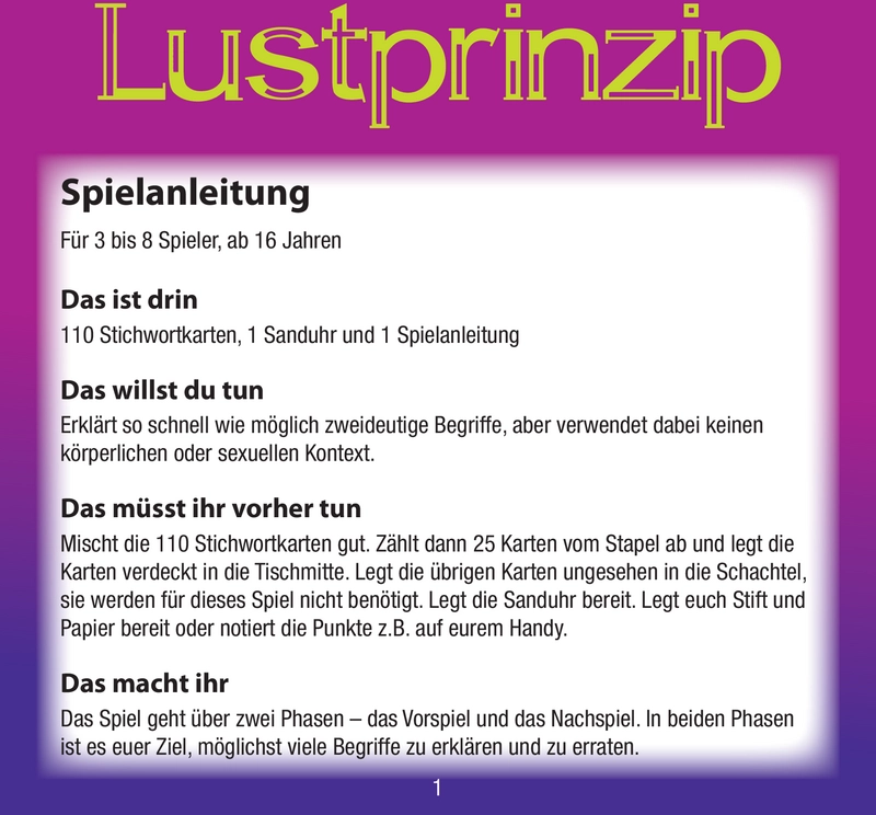Lustprinzip - Ein unterhaltsames Kartenspiel für Erwachsene