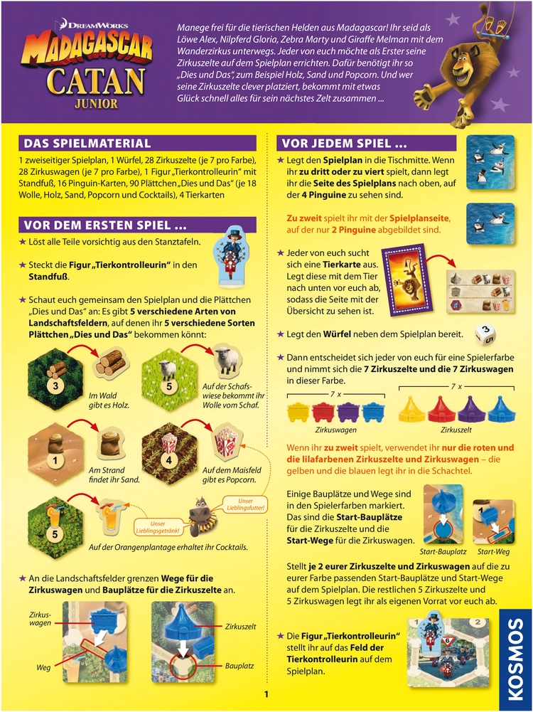 Madagascar Catan Junior - Zirkusabenteuer für Kinder