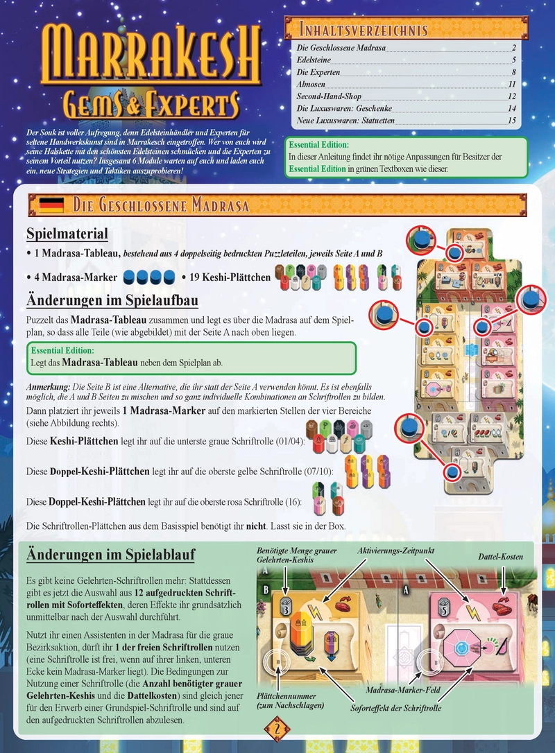 Marrakesh: Gems & Experts - Strategisches Gesellschaftsspiel für Edelsteinhändler
