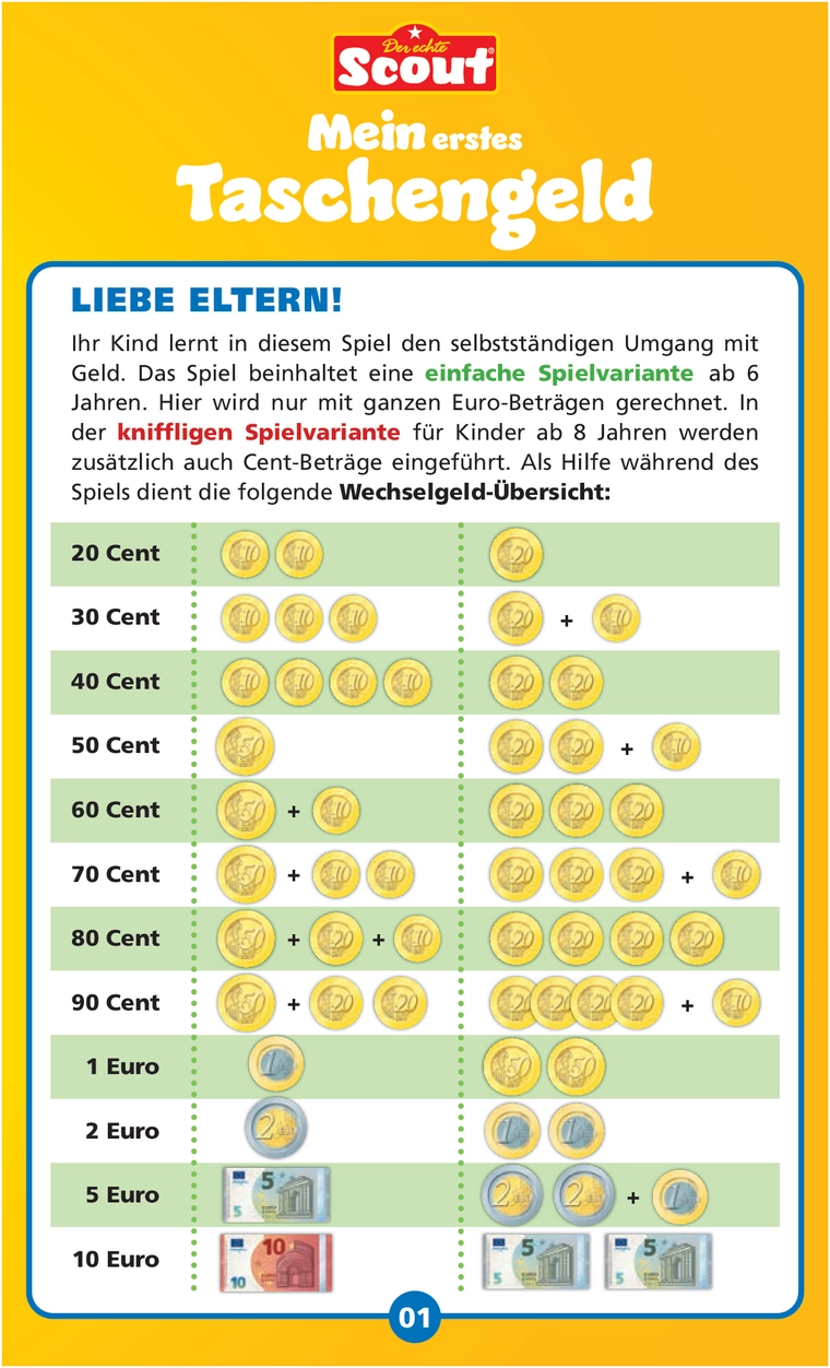 Mein erstes Taschengeld - Spielanleitung für Kinder