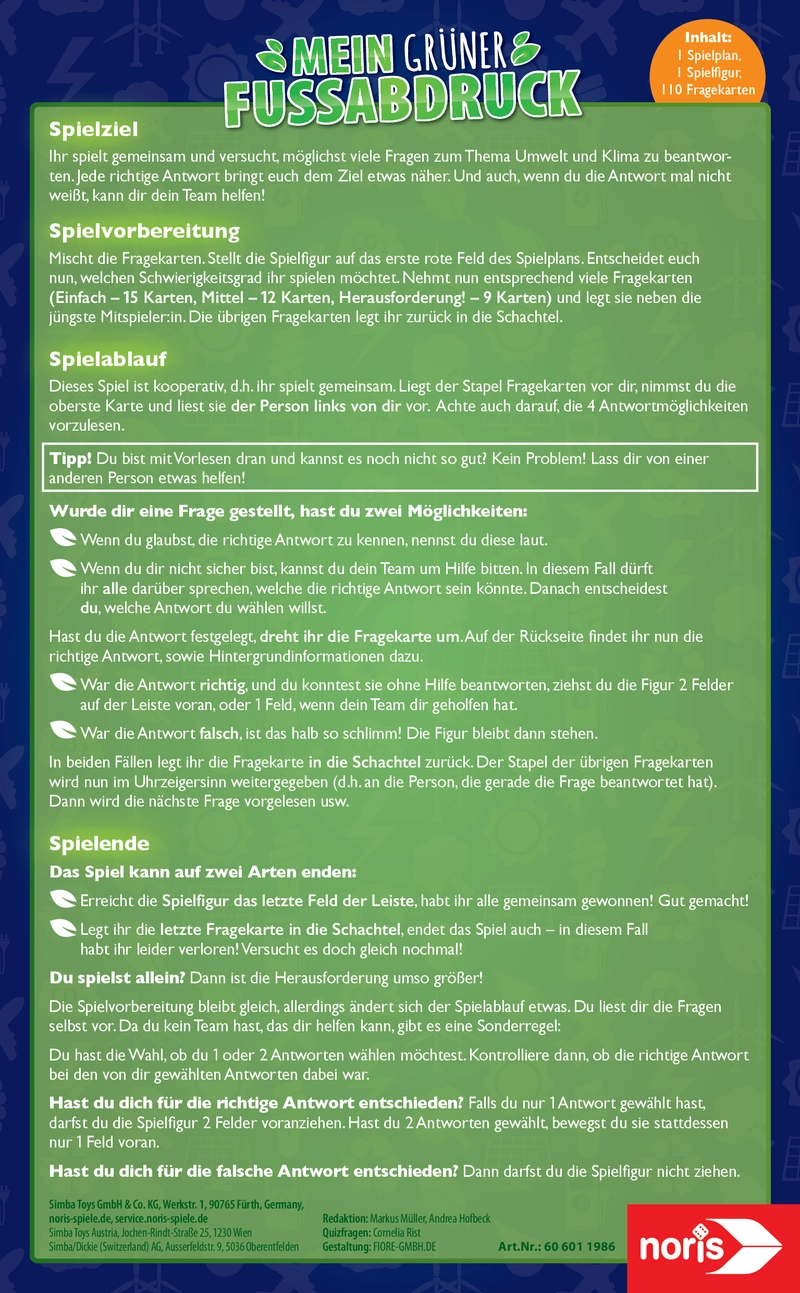 Mein grüner Fußabdruck - Ein kooperatives Spiel über Umwelt und Klima
