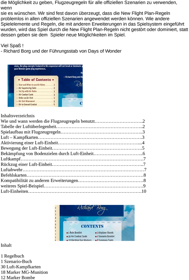 Memoir ’44: Neue Flugzeugregeln - Spieleanleitung