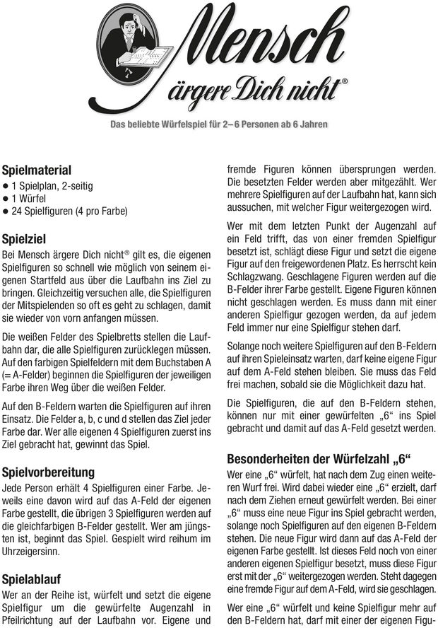 Mensch ärgere Dich nicht - Spielanleitung und Regeln