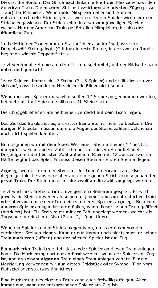 Mexican Train - Spielanleitung für Dominospiel