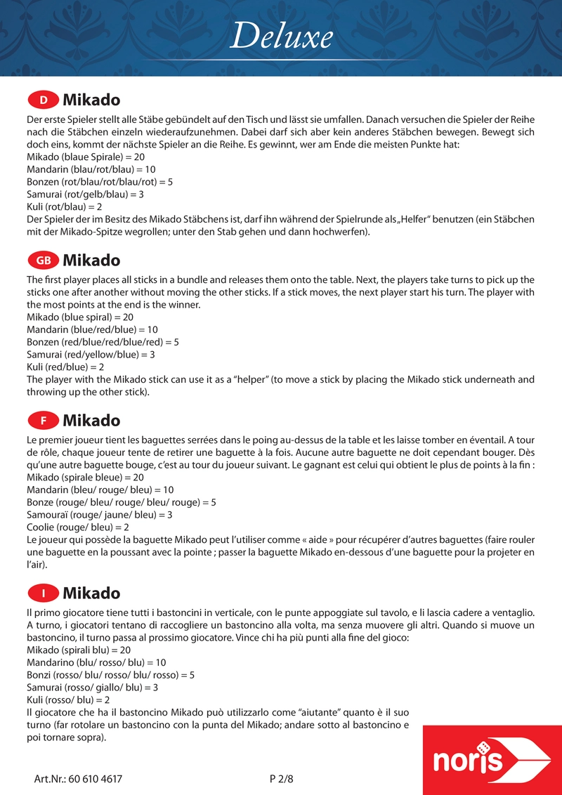 Mikado - Geschicklichkeitsspiel mit Stäbchen