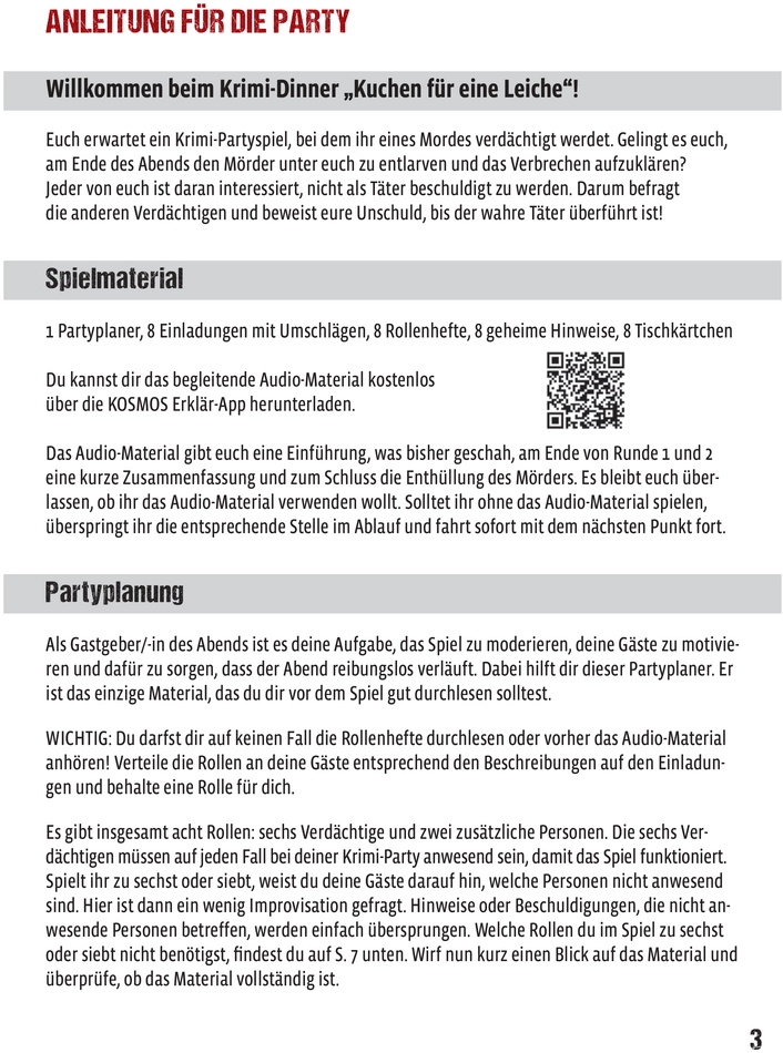 Murder Mystery Party: Kuchen für eine Leiche - Spielanleitung und Regeln