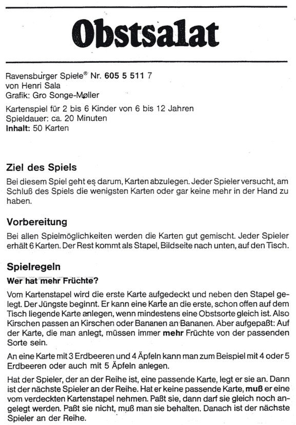 Obstsalat - Kartenspiel für Kinder ab 6 Jahren