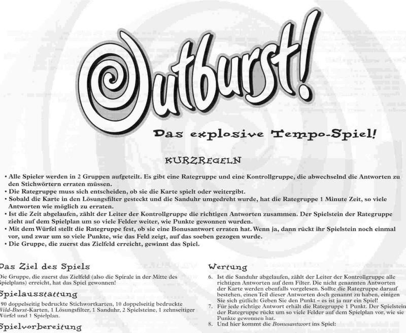 Outburst! Das explosive Tempo-Spiel - Anleitung & Regeln