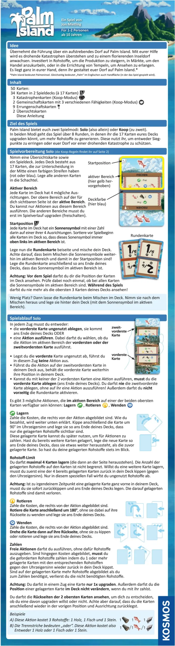 Palm Island Spielanleitung für 1-2 Spieler - Regeln und Tipps