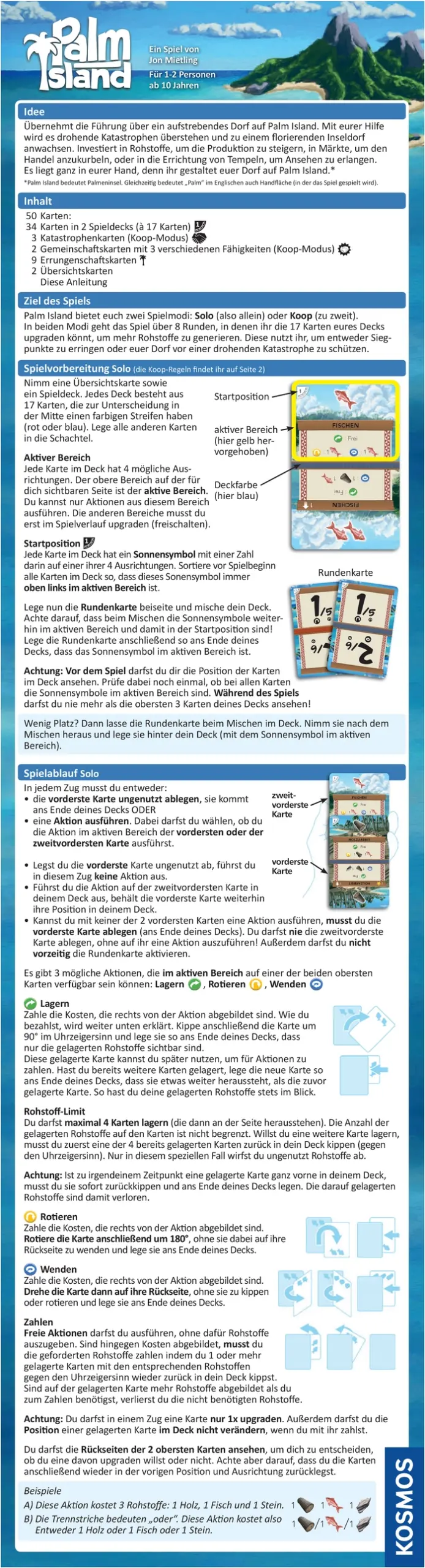 Palm Island - Spielanleitung und Regeln für Solo- und Koop-Modus