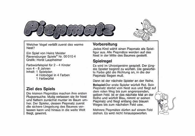 Piepmatz - Kinderspiel über den ersten Flug von Vögeln