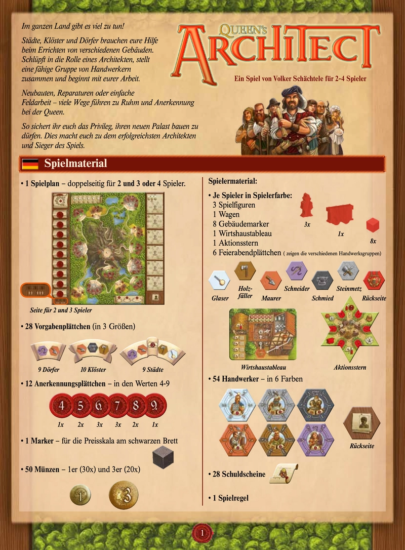 Queen’s Architect - Brettspiel für 2-4 Spieler