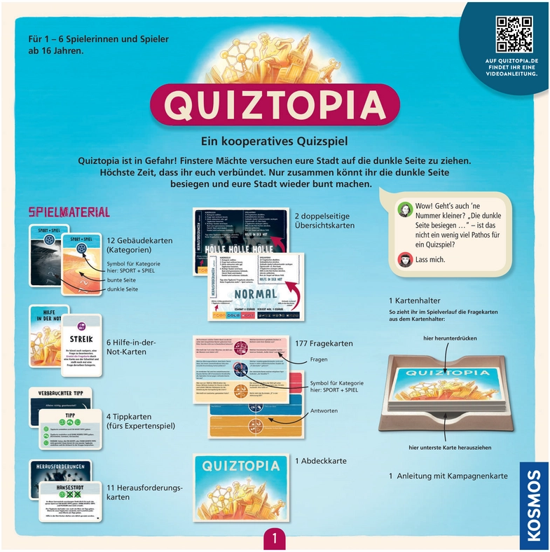 Quiztopia - Kooperatives Quizspiel für 1 bis 6 Spieler ab 16 Jahren