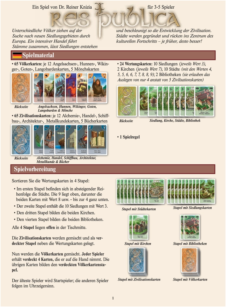 Res Publica - Kartenspiel für 3-5 Spieler zur Gründung von Städten
