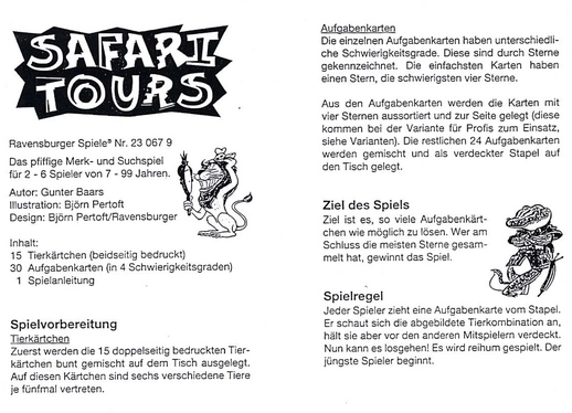 Safari Tours - Merk- und Suchspiel für Kinder