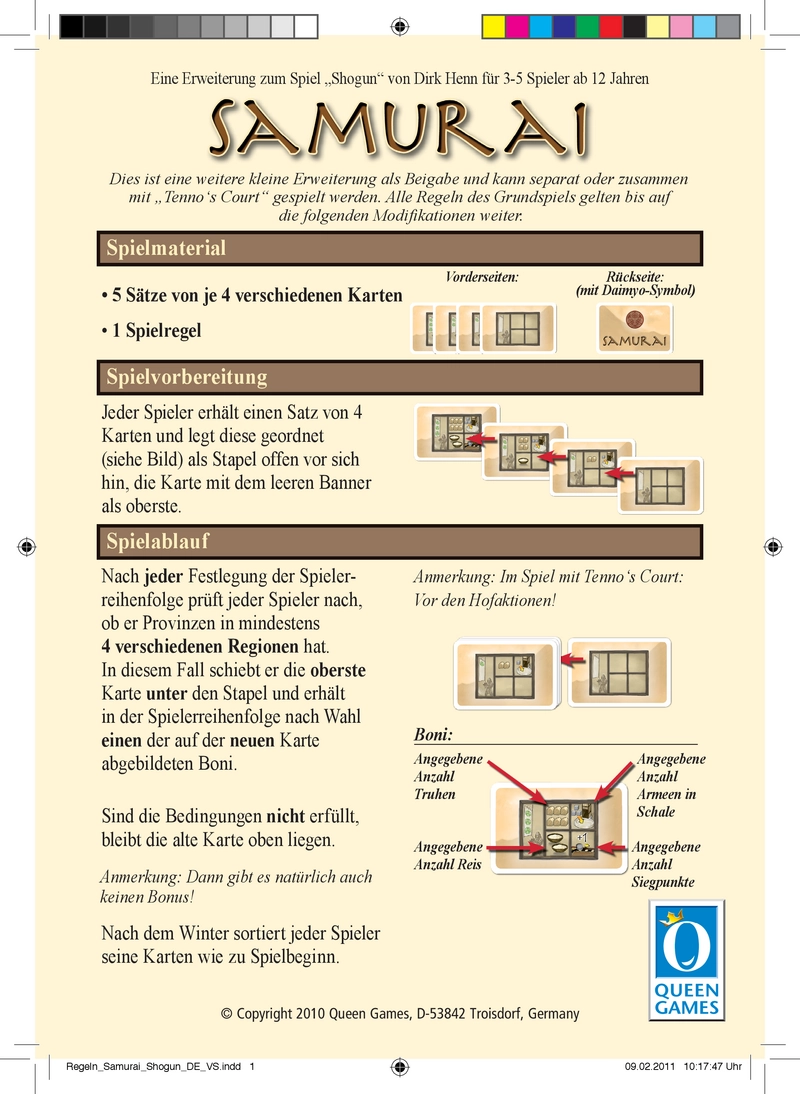 Samurai - Erweiterung zum Spiel Shogun für 3-5 Spieler