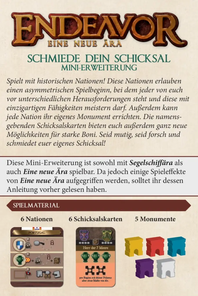 Schmiede dein Schicksal - Spielanleitung für Endeavor: Eine neue Ära