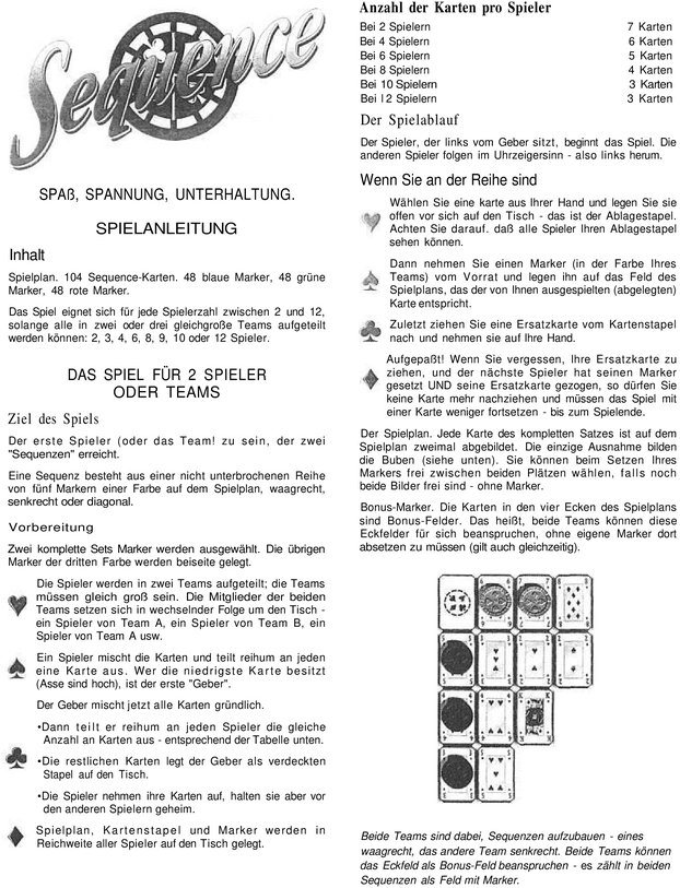 Sequence - Anleitung und Spielregeln für das Kartenspiel