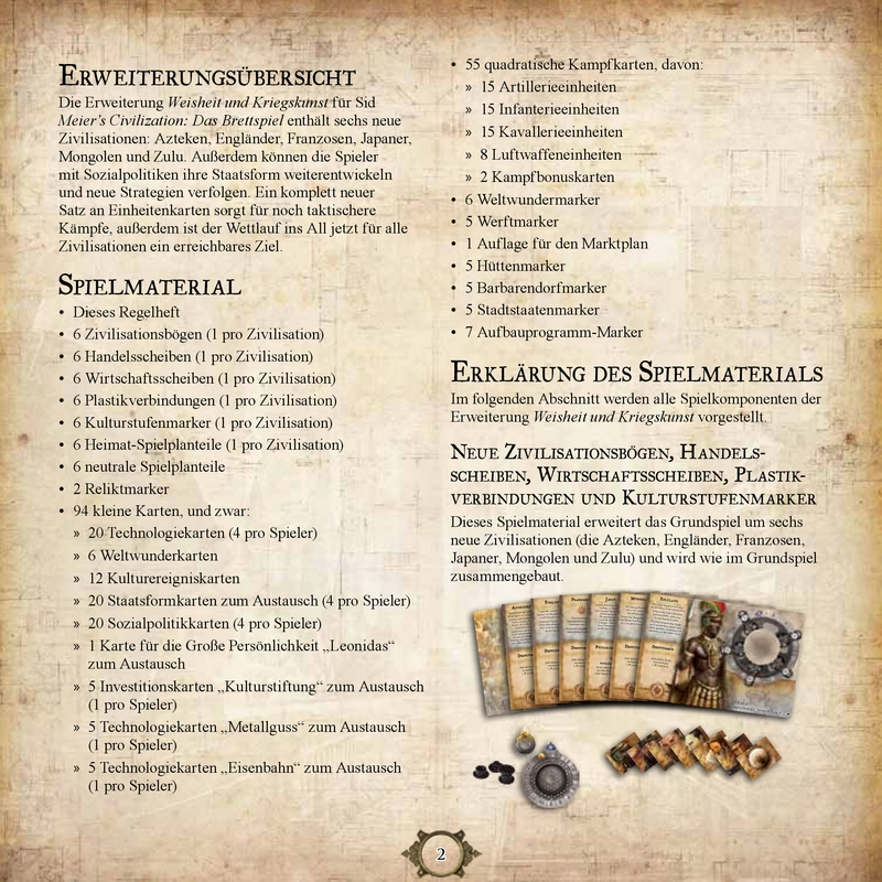 Sid Meiers Civilization: Weisheit und Kriegskunst - Erweiterungsregeln
