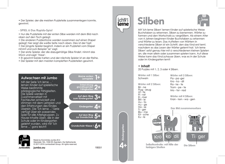 Silben - Lernspiel für Kinder zur Förderung von Wortverständnis