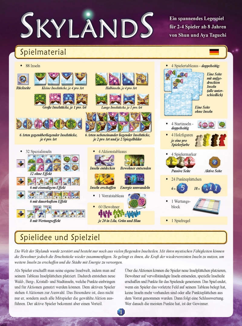 Skylands - Spielanleitung und Regeln für das Brettspiel