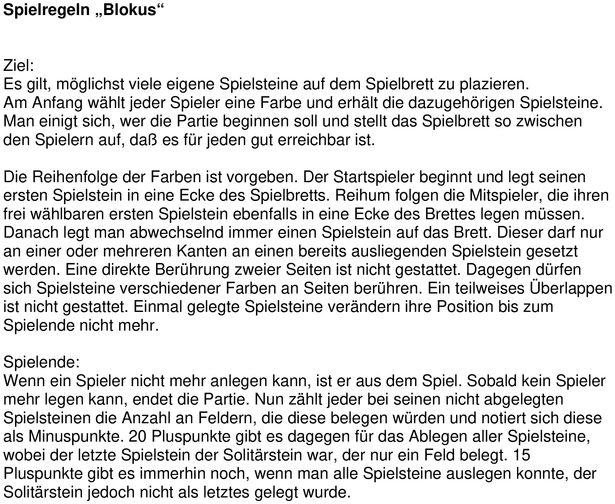 Spielanleitung für Blokus - Gesellschaftsspiel für strategische Denker