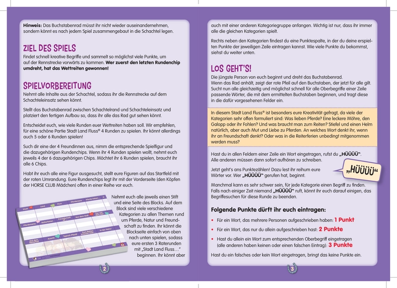Stadt Land Fluss Pferde-Edition Spielanleitung