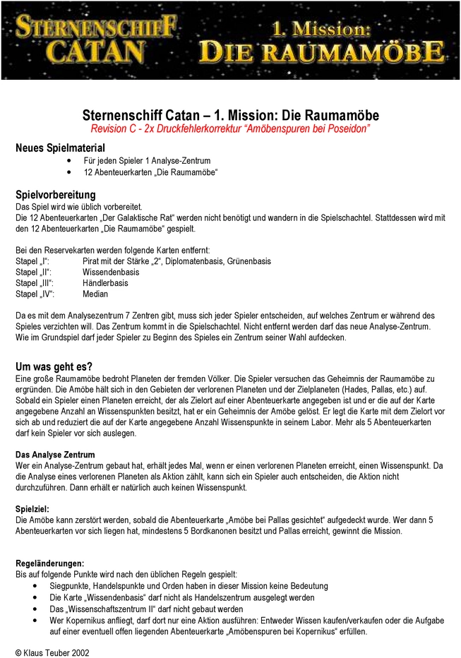 Sternenschiff Catan - 1. Mission: Die Raummöbe