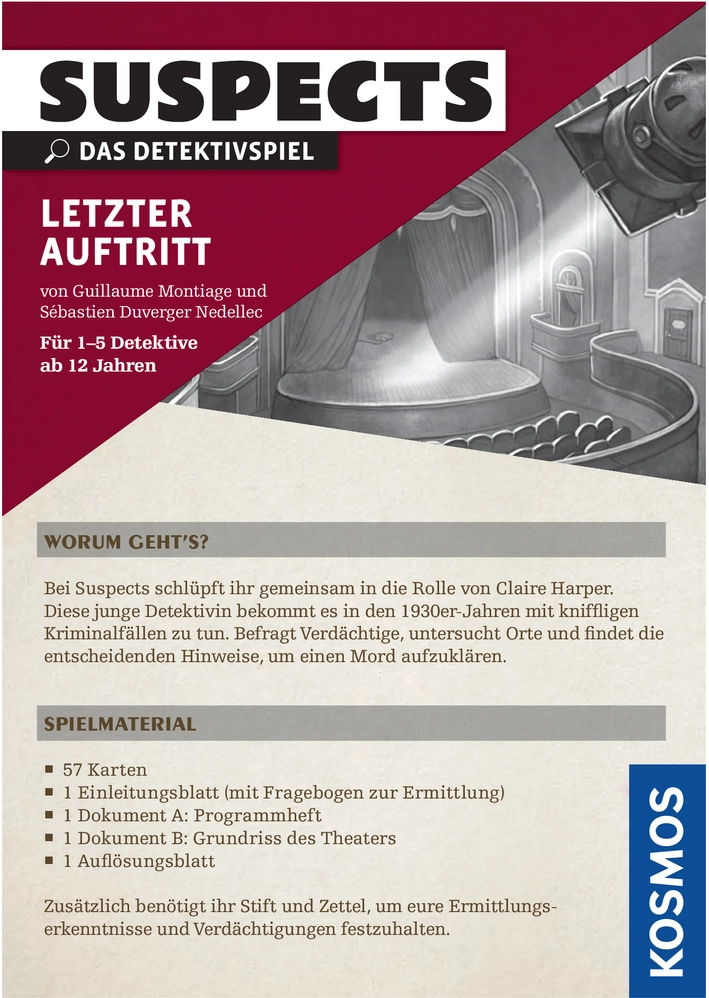 Suspects - Das Detektivspiel Letzter Auftritt