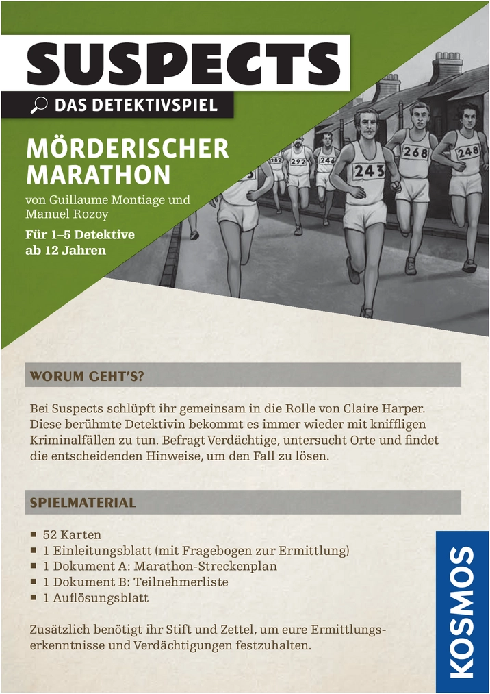 Suspects - Detektivspiel Mörderischer Marathon Anleitung
