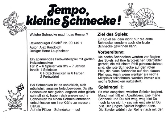 Tempo, kleine Schnecke! - Würfelspiel für Kinder